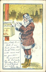 Santa Claus posting a letter to his loved children Postcard