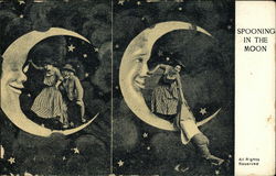 Spooning in the Moon Couples Postcard Postcard