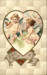 A Gift of Love with Cherubs, Butterfly and Heart Postcard