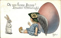 Oh You Funny Bunny! Easter Greetings! Postcard