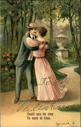 Couple Kissing in Park with Poem Couples Postcard Postcard