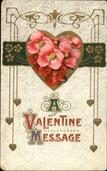 A Valentine Message-heart and flowers Hearts Postcard Postcard