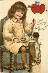 Child and Dog in Chair Children Postcard Postcard