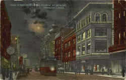 Main Street North From Hillman St. At Night Postcard