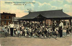 Amoskeag Play Ground Pool And Pavilion Manchester, NH Postcard Postcard