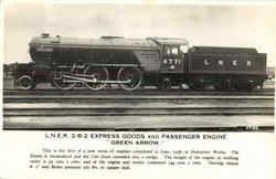 L. N. E. R. 2-6-2 Express Green Arrow Locomotives Postcard Postcard