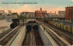 Entrance To Detroit River Tunnel Michigan Postcard Postcard