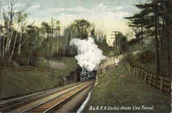 B & A. R. R. Series State Line Tunnel Trains, Railroad Postcard Postcard