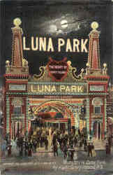 Entrance To Luna Park By Night Postcard