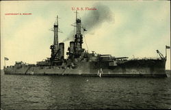 USS Florida on the Water Battleships Postcard Postcard