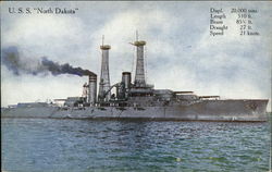 USS "North Dakota" Battleships Postcard Postcard