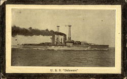 U.S.S. "Delaware" Battleships Postcard Postcard