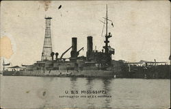 USS Mississippi on the Water Battleships Postcard Postcard