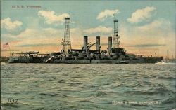 USS Vermont on the Water Battleships Postcard Postcard