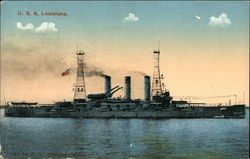 USS Louisiana on the Water Battleships Postcard Postcard