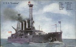 U.S.S. "Louisiana" Postcard