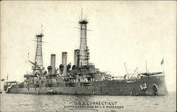 USS Connecticut on the Water Battleships Postcard Postcard