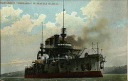 Battleship "Nebraska" in Seattle Harbor Postcard