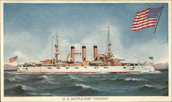 US Battleship "Virginia" Postcard