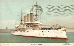 U.S.S. Maine Battleships Postcard Postcard