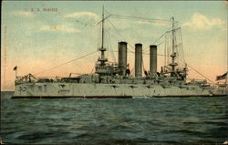 U.S.S. Maine Battleships Postcard Postcard