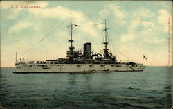 USS Alabama on the Water Postcard