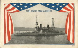 For Home and Country, U.S.S. Indiana Postcard