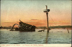 E 12016 - Wreck of the Maine - Los Restos del Maine, Habana Battleships Postcard Postcard