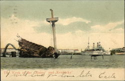 The Wreck of the Maine and Kentucky Battleships Postcard Postcard