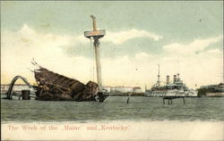 The Wreck of the "Maine" and "Kentucky" Postcard