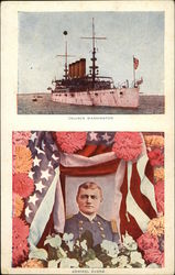 Cruiser Washington / Admiral Evans Postcard