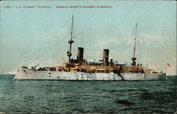 U.S. Cruiser "Olympia" Admiral Dewey's Flagship at Manila Ships Postcard Postcard