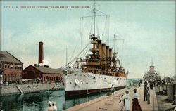 US Protected Cruiser "Charleston" in Dry-Dock Postcard