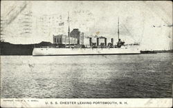 USS Chester Leaving Portsmouth, NH Ships Postcard Postcard