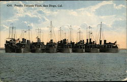 Pacific Torpedo Fleet, San Diego, Cal Ships Postcard Postcard