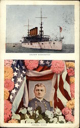 Cruiser Washington, Admiral Evans Postcard