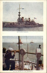 Battleship Oregon, On the Bridge of the Minnesota Ships Postcard Postcard