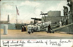 U.S. Sailors Going Aboard a U.S. Battleship Battleships Postcard Postcard