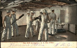 Gun Drill on board a US Man O'War Postcard