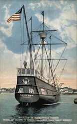 Halcyon in Marblehead Harbor, Model of Vessel in Which Columbus Discovered America Ships Postcard Postcard