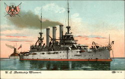 US Battleship Missouri on the Water Postcard