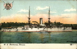 US Battleship Illinois on the Water Ships Postcard Postcard