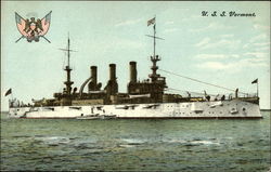 USS Vermont on the Water Ships Postcard Postcard