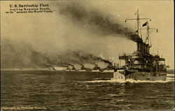 US Battleship Fleet Leaving Hampton Roads on it's Around the World Cruise Postcard