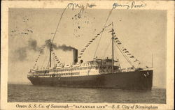 Ocean SS Co. of Savannah - "Savannah Line" - SS City of Birmingham Postcard