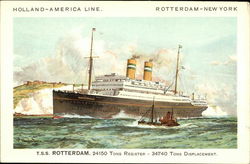 T.S.S. Rotterdam, 24150 tons register - 34740 tons displacement Boats, Ships Postcard Postcard