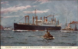 United States Lines S.S. President Harding, U.S. Government Ship Boats, Ships Postcard Postcard