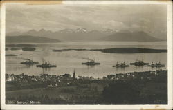 View of Fleet at Molde, Norge (Norway) Boats, Ships Postcard Postcard