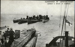 Surrender of German Fleet, German U. Boats at Harwich Boats, Ships Postcard Postcard