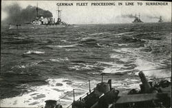 German Fleet Proceeding in Line to Surrender Postcard